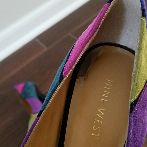 Multi-Colored Suede Nine West Heels - Picture 5 of 7